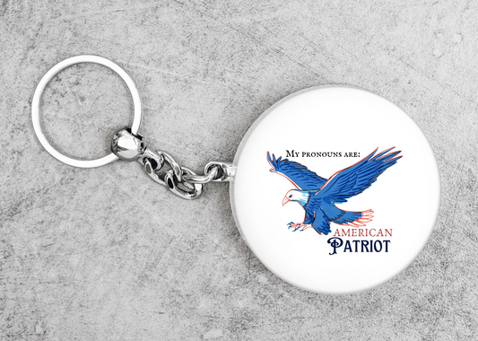 My Pronouns are American Patriot Keychain